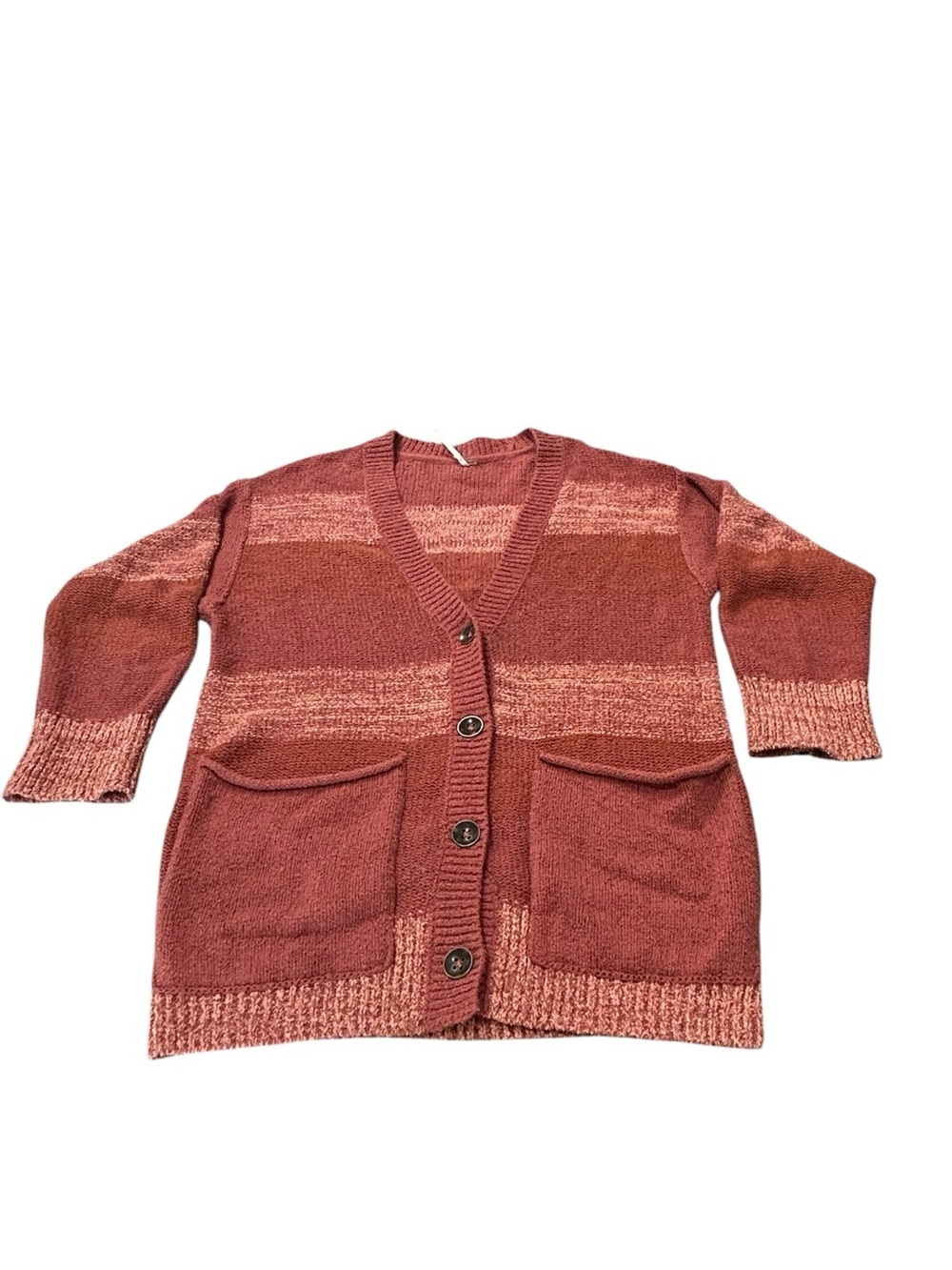 Free People Southport Beach Cardigan Chunky Knit Oversized In Blushes Combo XS - Picture 7 of 14